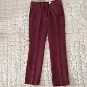 Ann Taylor Petite Wine Straight-Leg Dress Pants Bi-stretch, Mid-rise 0P 27”